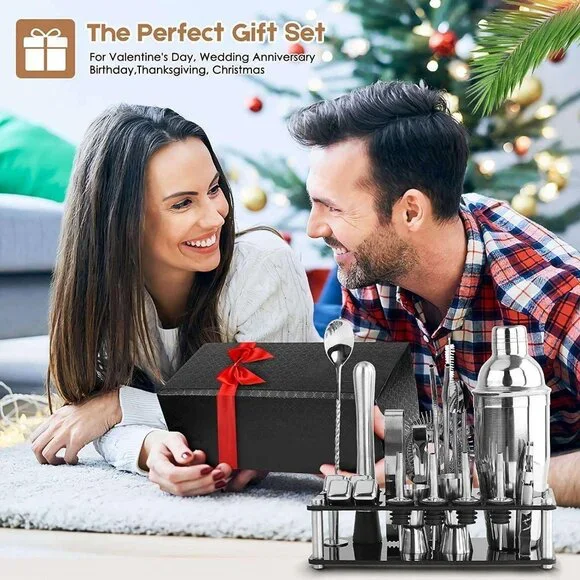 Gift 23-Piece Stainless Steel Bartender Kit & Camping Coffee Mug With BucklePack